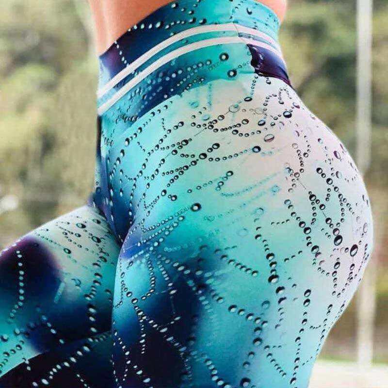 High Waist Designer Crochet Knit Print Push Up Leggings