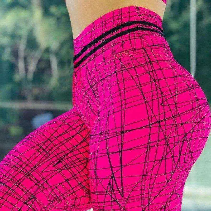 High Waist Designer Crochet Knit Print Push Up Leggings
