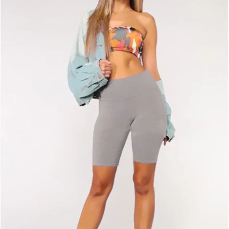 High Waist Plain Keen Length Short Pants