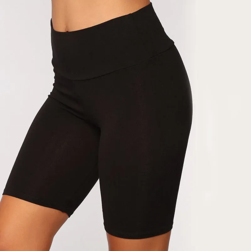 High Waist Plain Keen Length Short Pants
