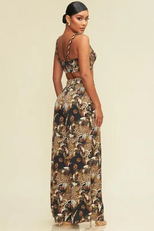 In the wild trim bustier and pant set