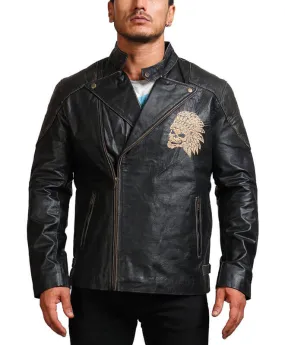 Indian Skull Biker Leather Jacket