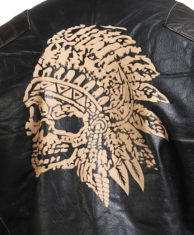 Indian Skull Biker Leather Jacket