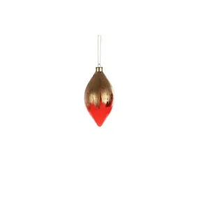 Jingles 7X13cm Red And Gold Glass Drop