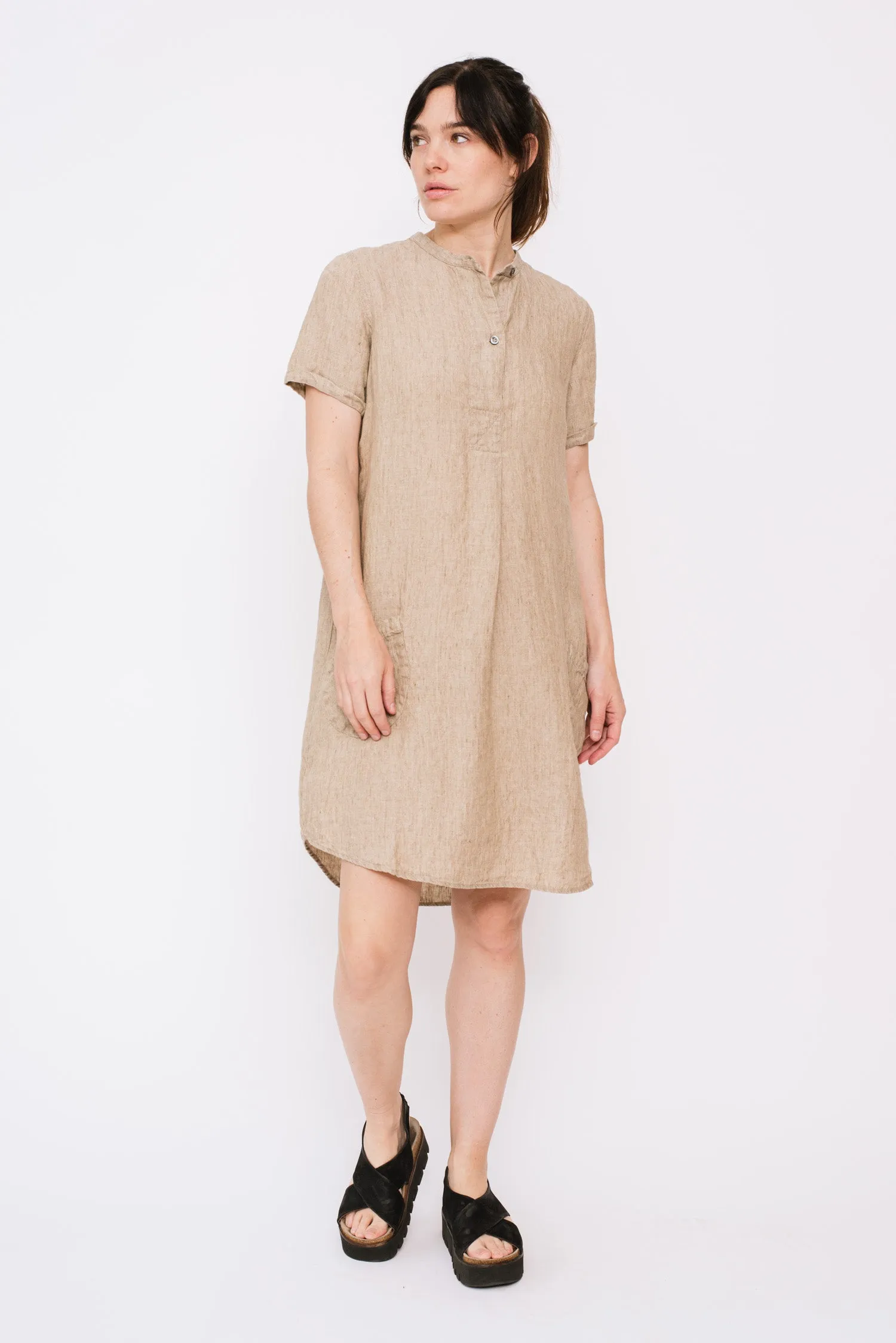 Linen Shirt Dress Sand