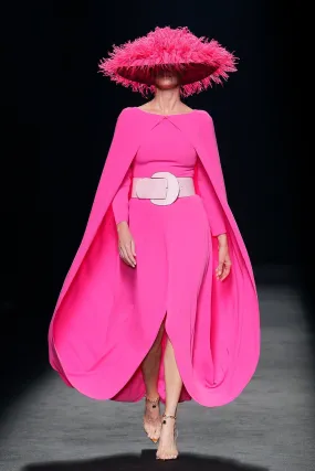 Long-Sleeved Cape Dress with Belt