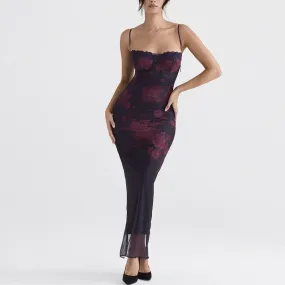 Lottie -Floral Print Cocktail Evening Maxi Bodycon Dress