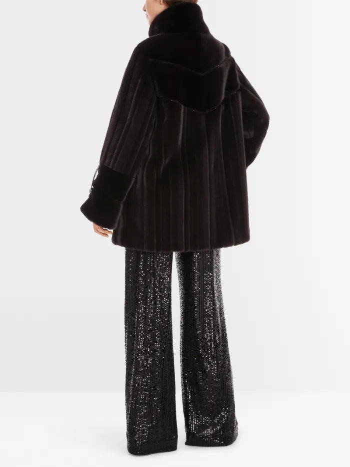 Marc Cain Glam Women's Faux Fur Coat In Dark Chocolate XG 12.01 W15 COL 696
