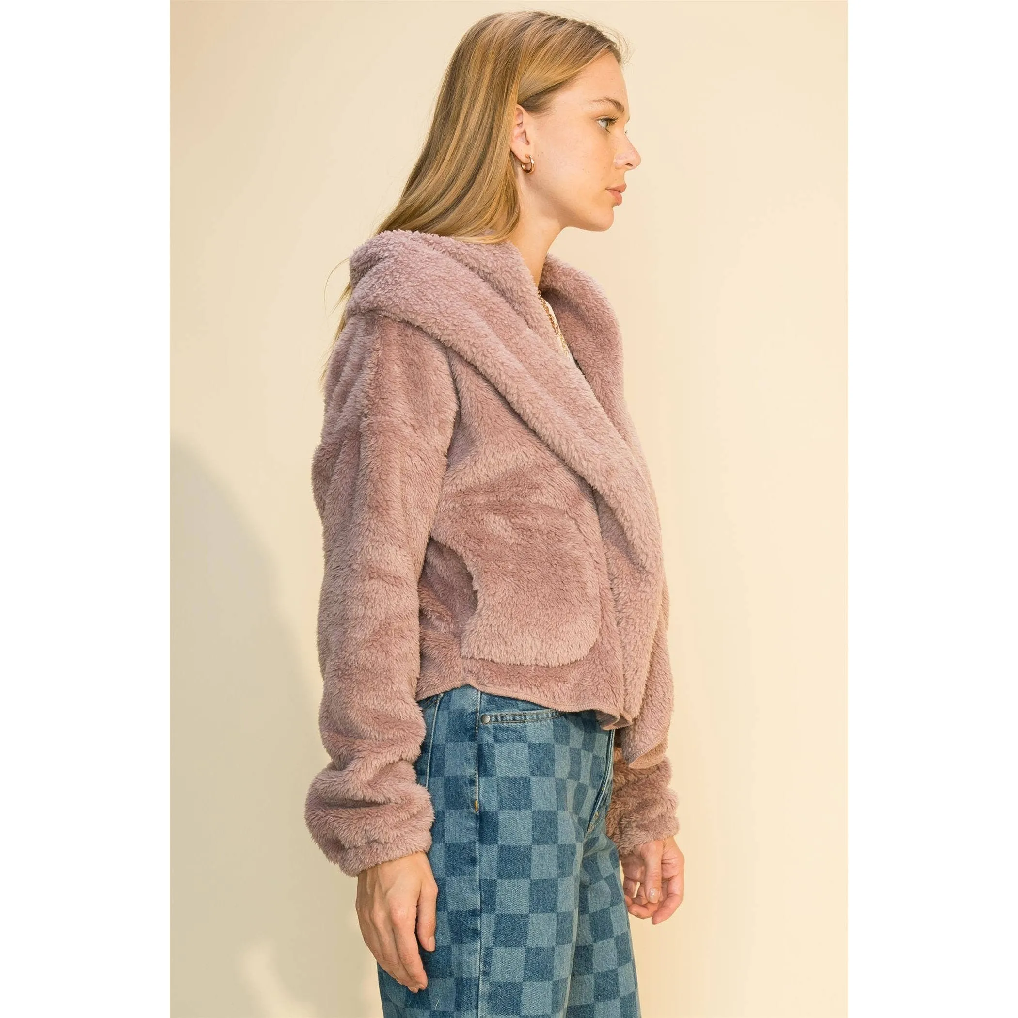 Mauve Faux Fur Jacket