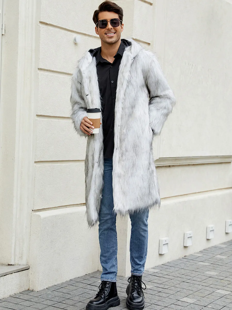 Men's Hooded Faux Fur Coat