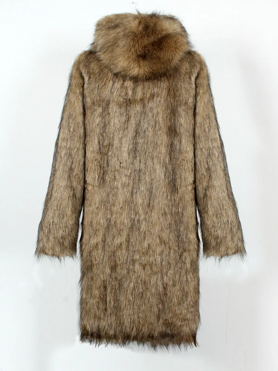 Men's Hooded Faux Fur Coat