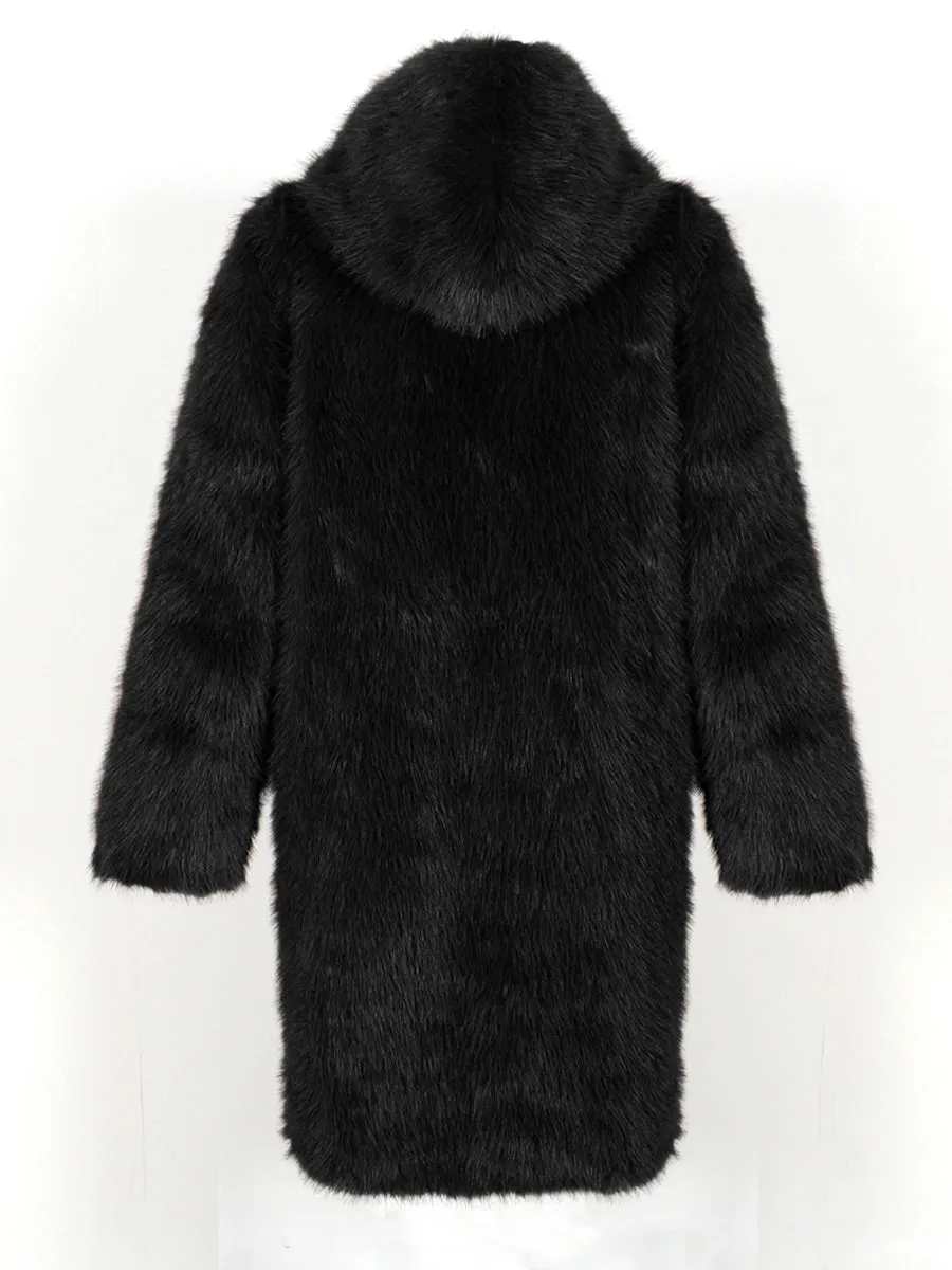 Men's Hooded Faux Fur Coat