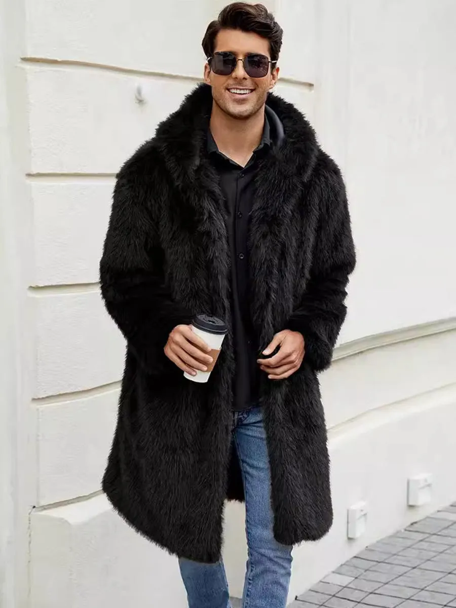 Men's Hooded Faux Fur Coat