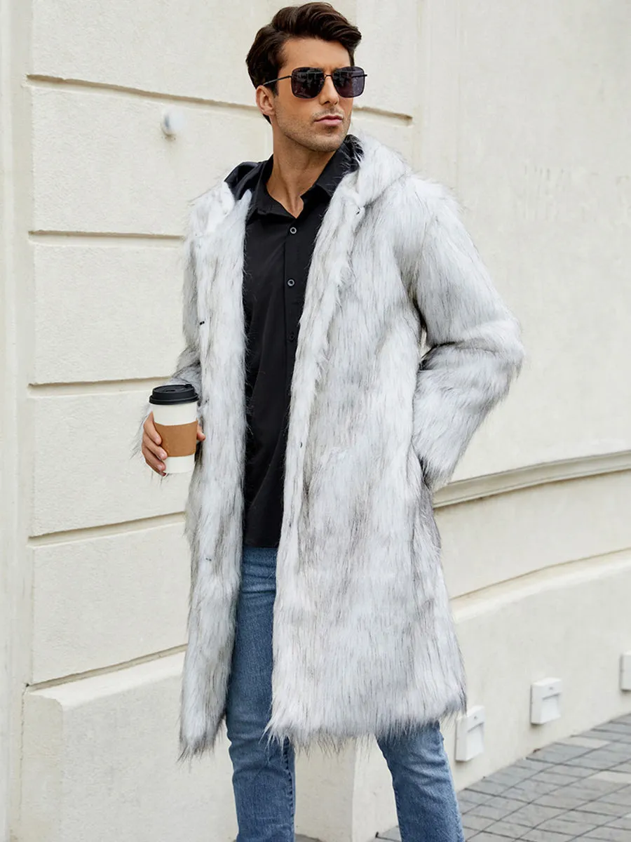 Men's Hooded Faux Fur Coat