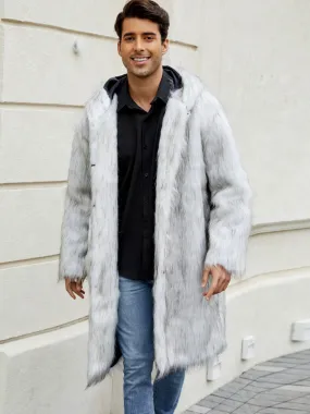 Men's Hooded Faux Fur Coat