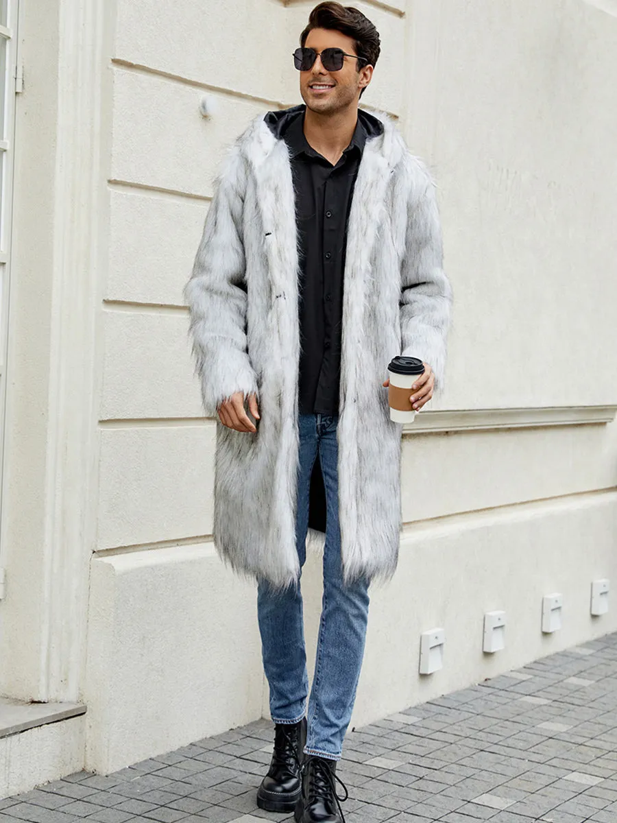 Men's Hooded Faux Fur Coat