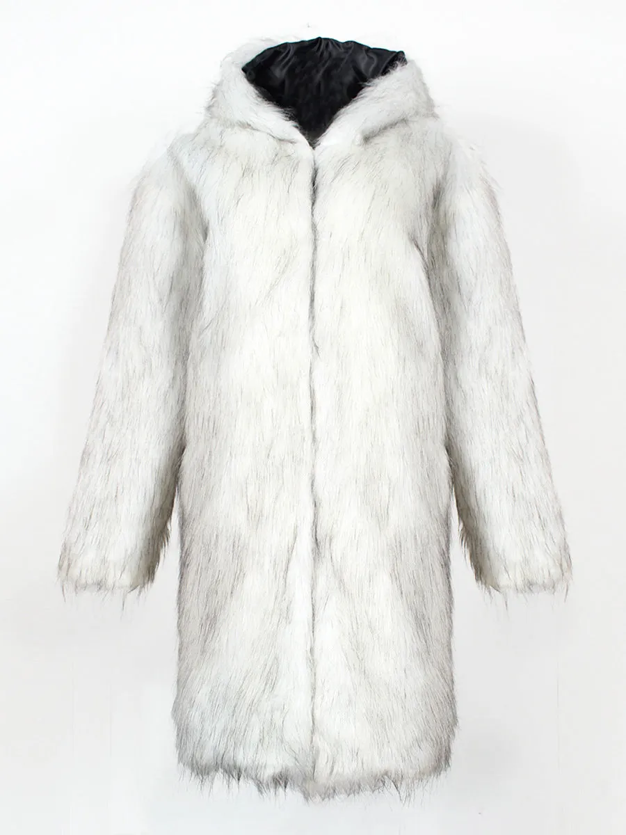 Men's Hooded Faux Fur Coat