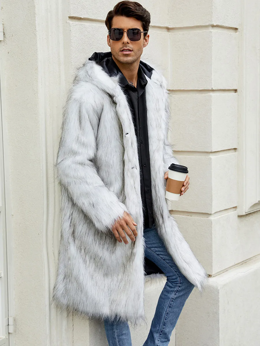 Men's Hooded Faux Fur Coat