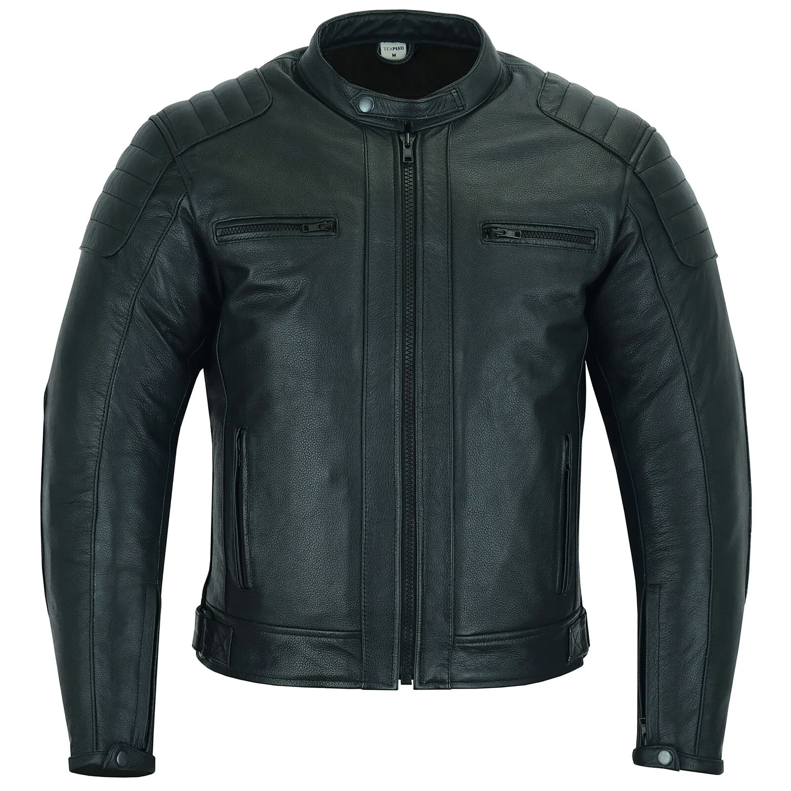 Men's Leather Motorbike Motorcycle Jacket Touring With Genuine CE Armour Biker