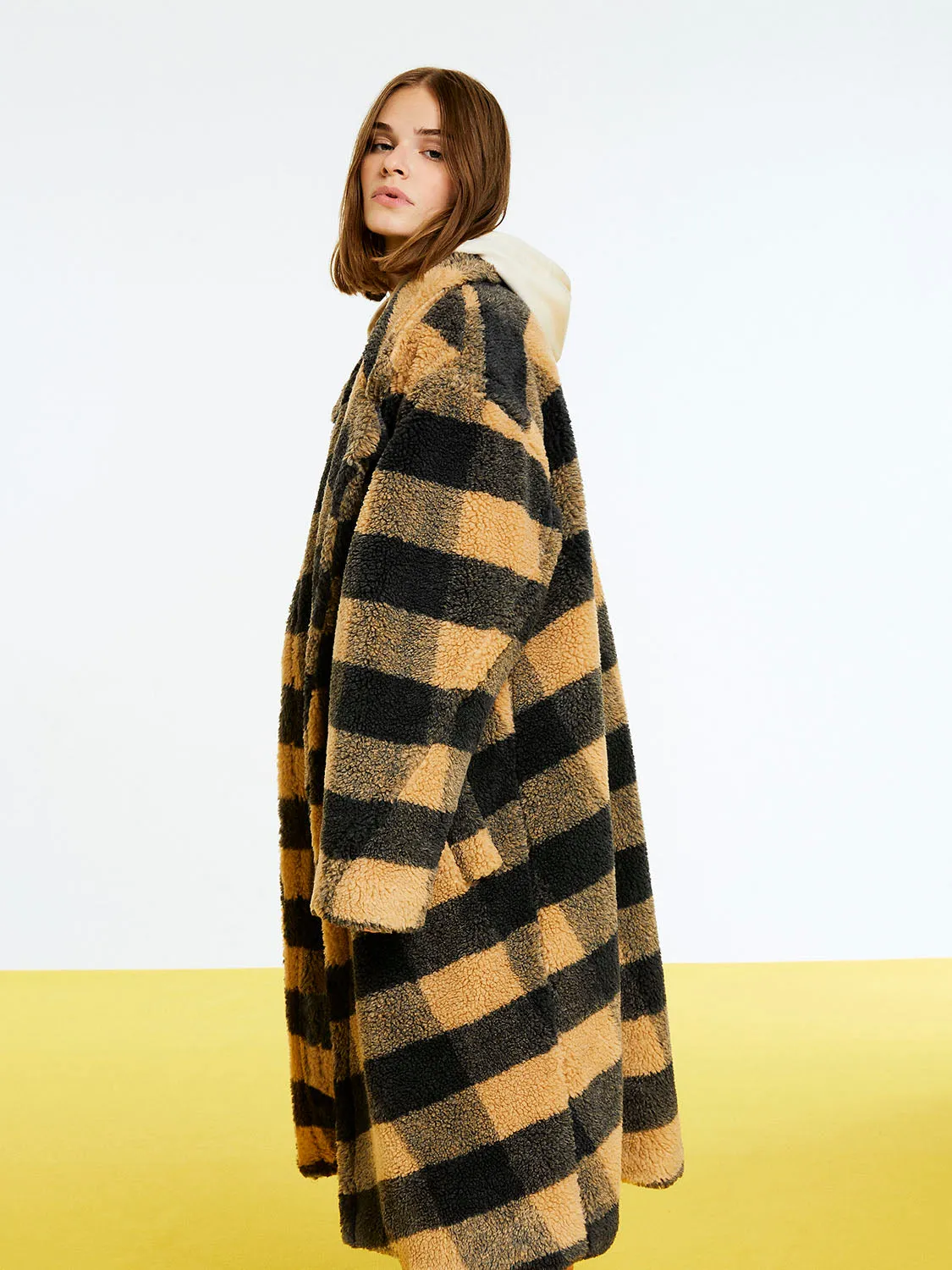 Nocturne Plaid Fur Coat