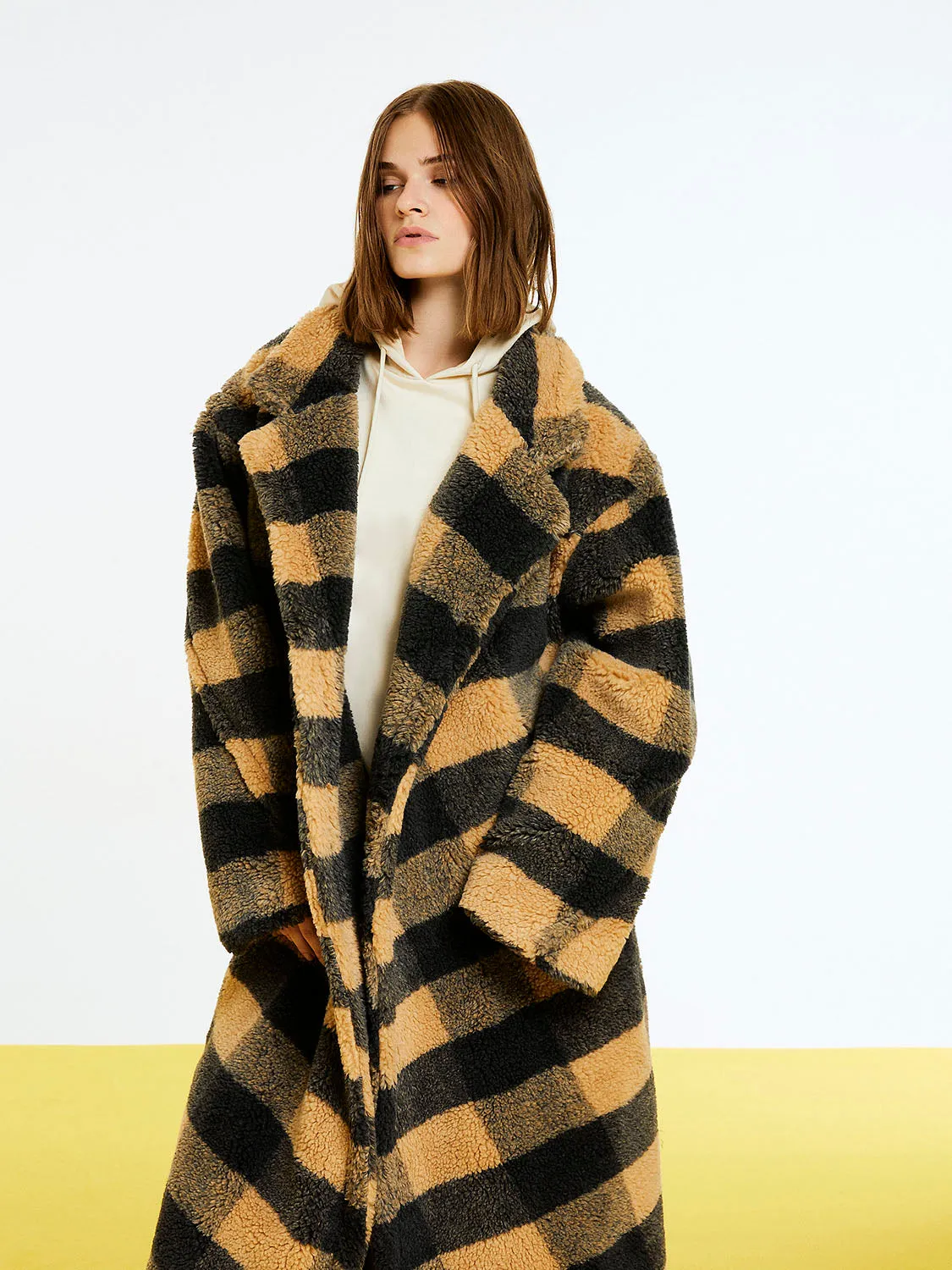 Nocturne Plaid Fur Coat