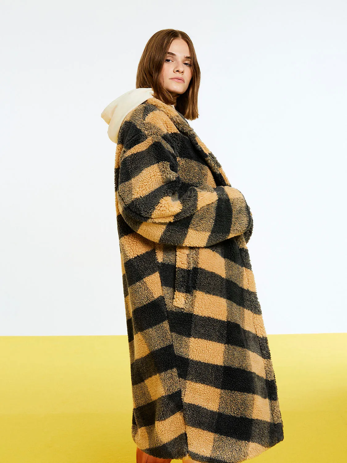Nocturne Plaid Fur Coat
