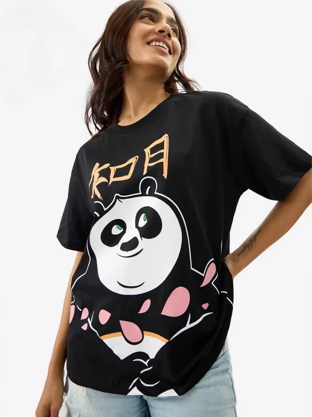 Official Kung Fu Panda Printed Premium Quality Womens Drop Shoulder T shirt Legacy Boutiques Dhaka