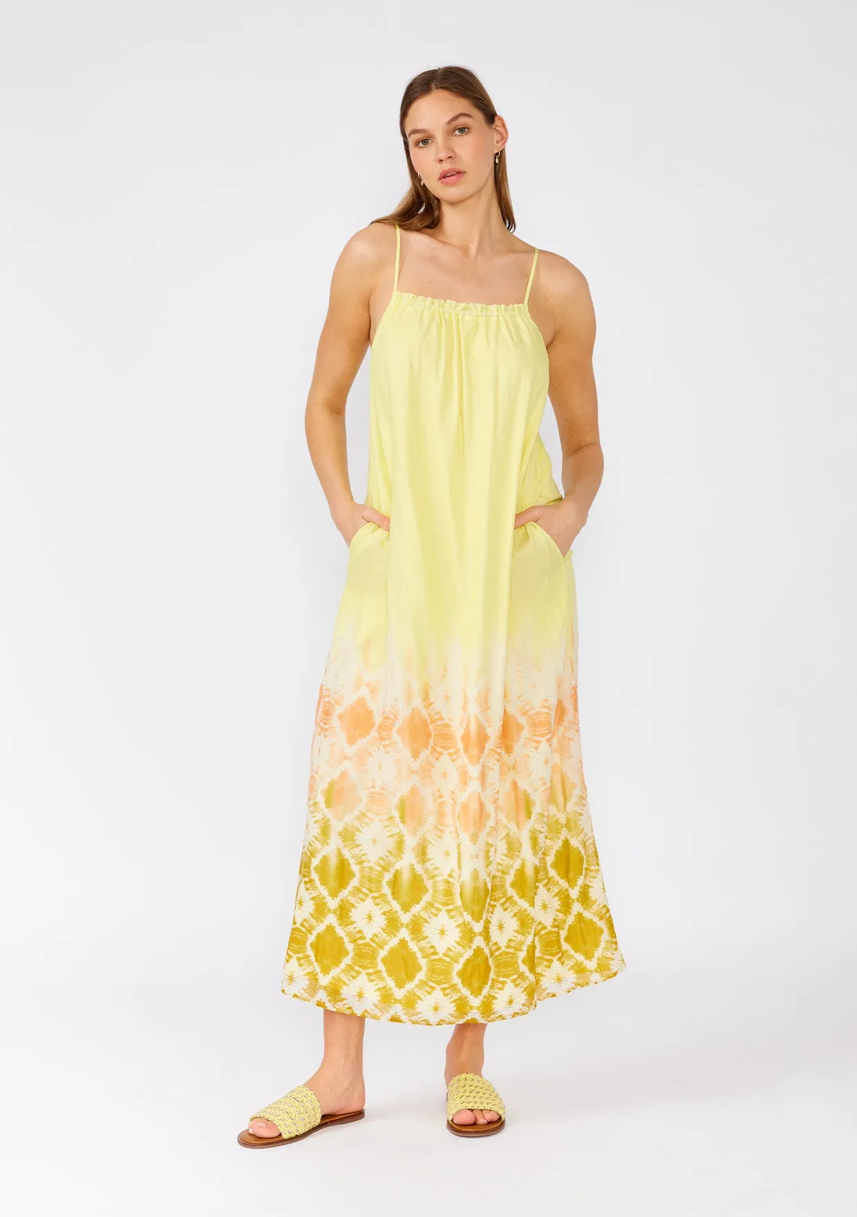 Ombre Tie-Dye Spaghetti Strap Maxi Dress