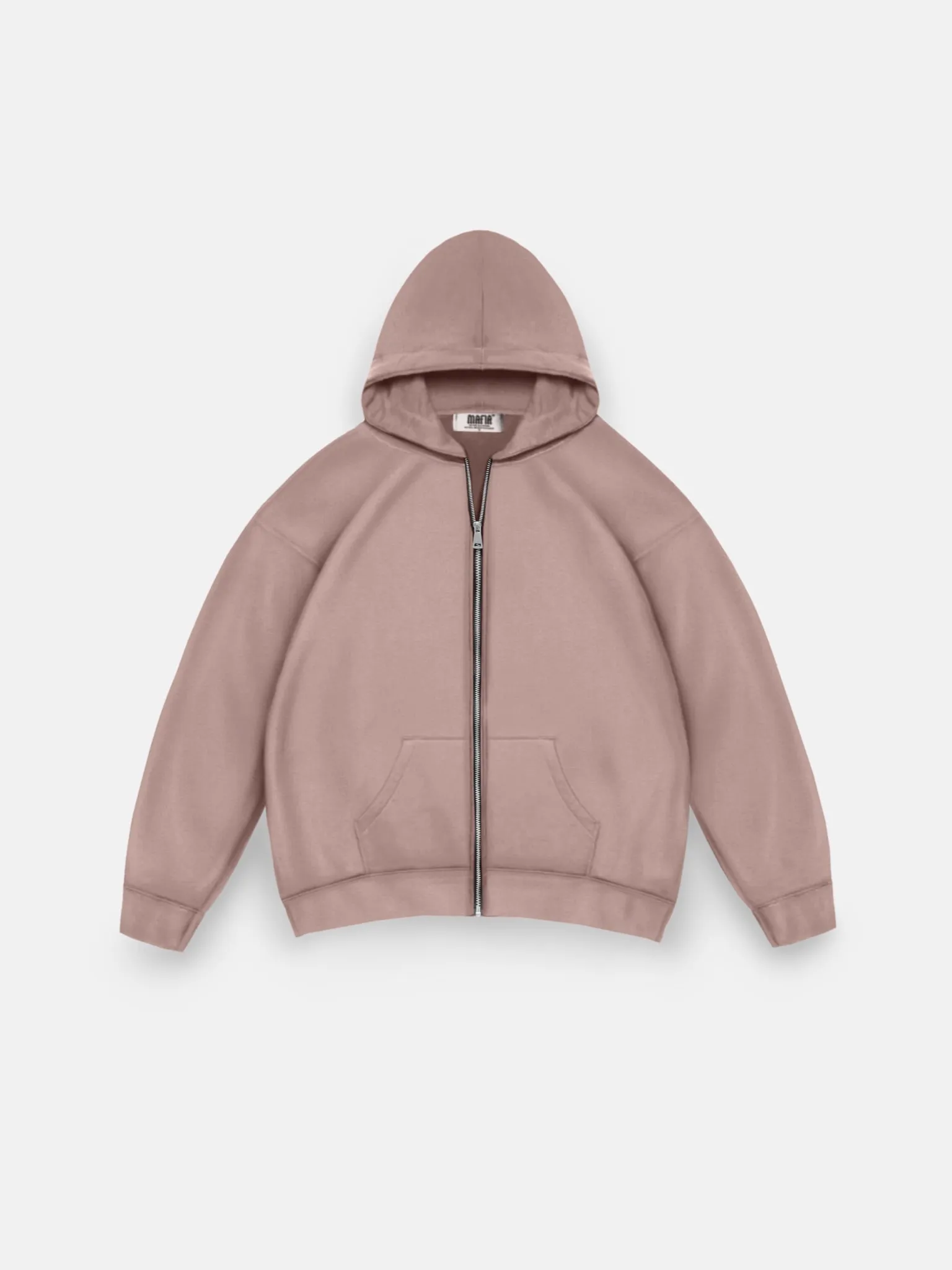 Oversize Basic Zipper Hoodie - Antler