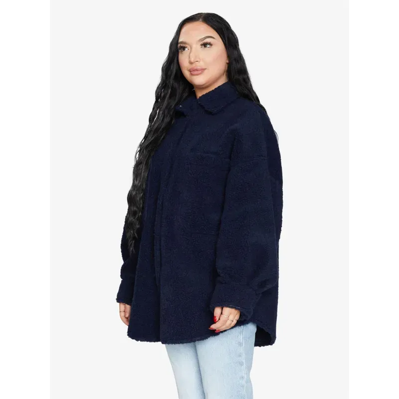 Oversized Patch Pocket Borg Teddy Shacket