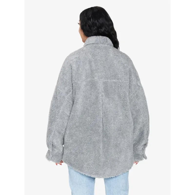 Oversized Patch Pocket Borg Teddy Shacket