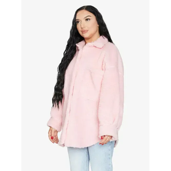 Oversized Patch Pocket Borg Teddy Shacket