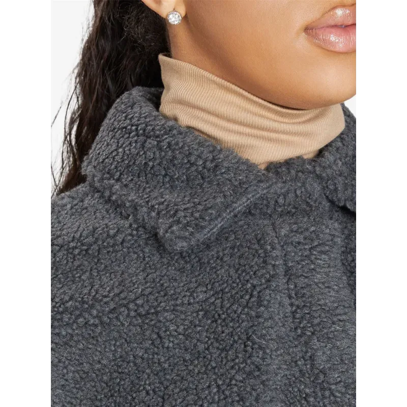 Oversized Patch Pocket Borg Teddy Shacket