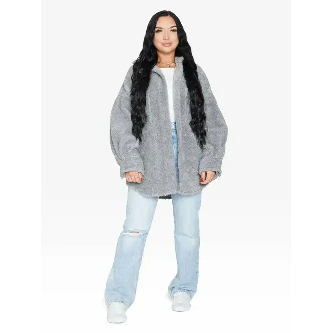 Oversized Patch Pocket Borg Teddy Shacket