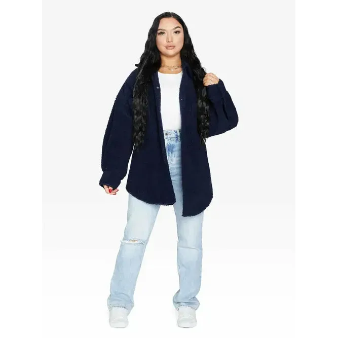 Oversized Patch Pocket Borg Teddy Shacket