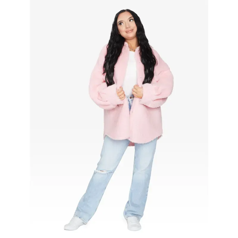 Oversized Patch Pocket Borg Teddy Shacket