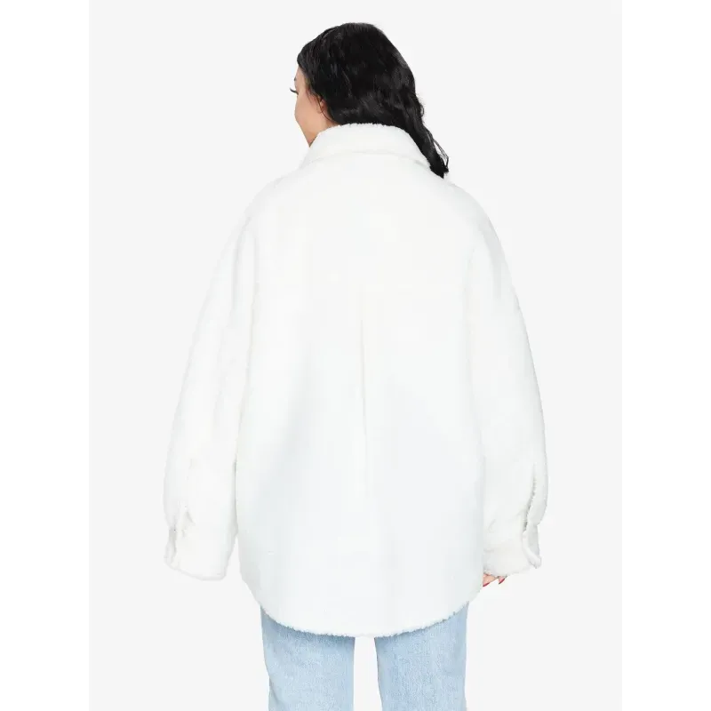 Oversized Patch Pocket Borg Teddy Shacket