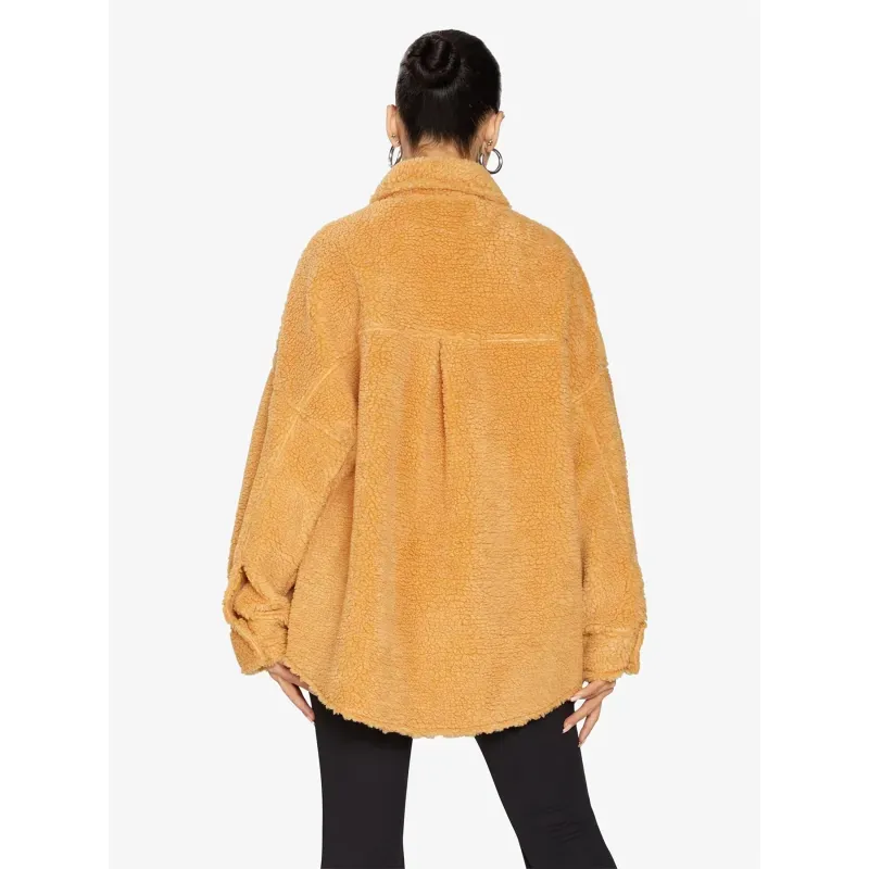 Oversized Patch Pocket Borg Teddy Shacket