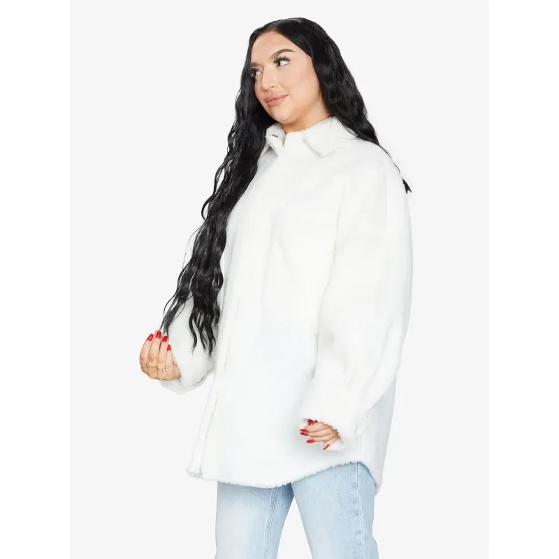 Oversized Patch Pocket Borg Teddy Shacket