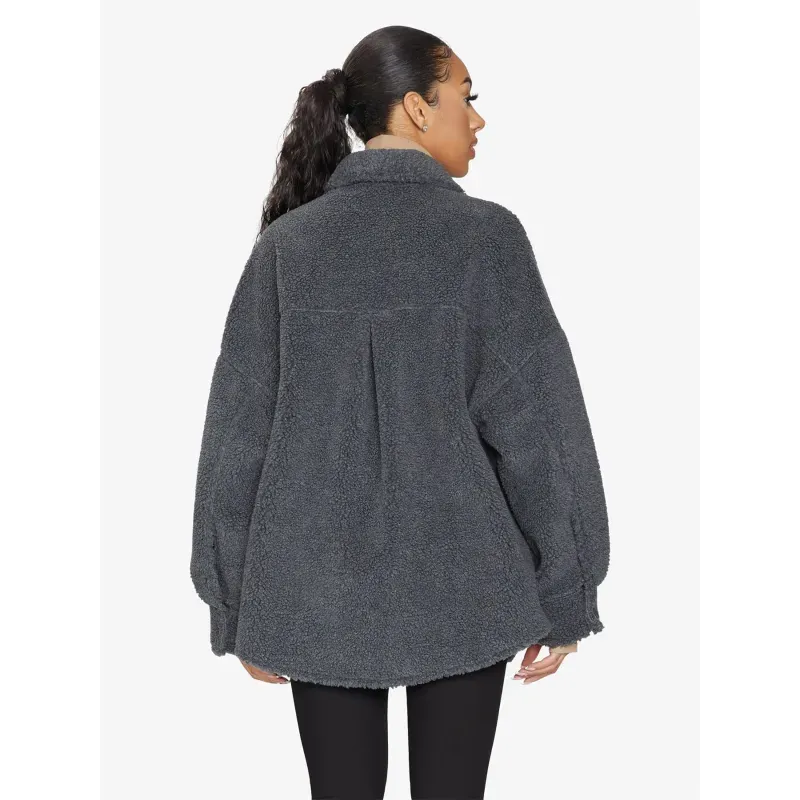 Oversized Patch Pocket Borg Teddy Shacket