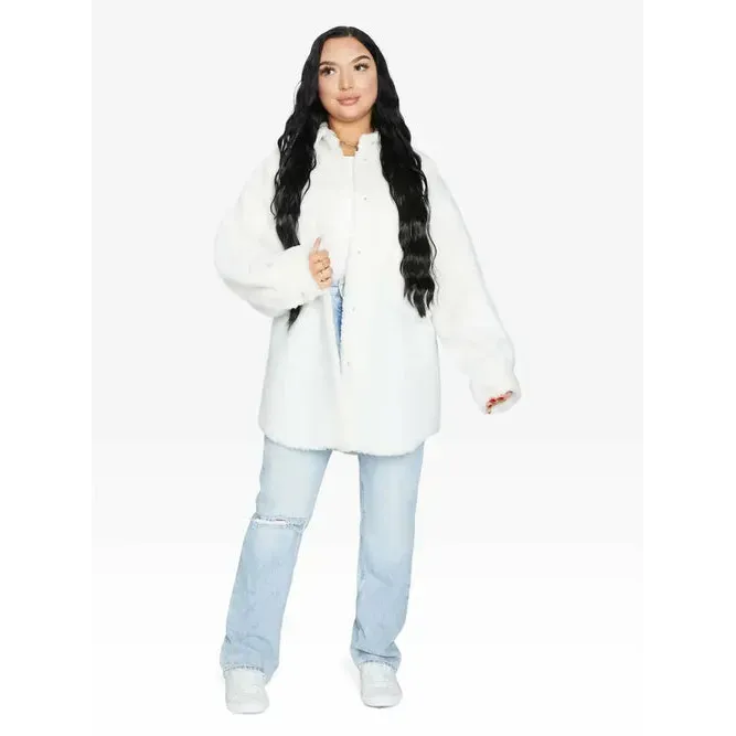 Oversized Patch Pocket Borg Teddy Shacket