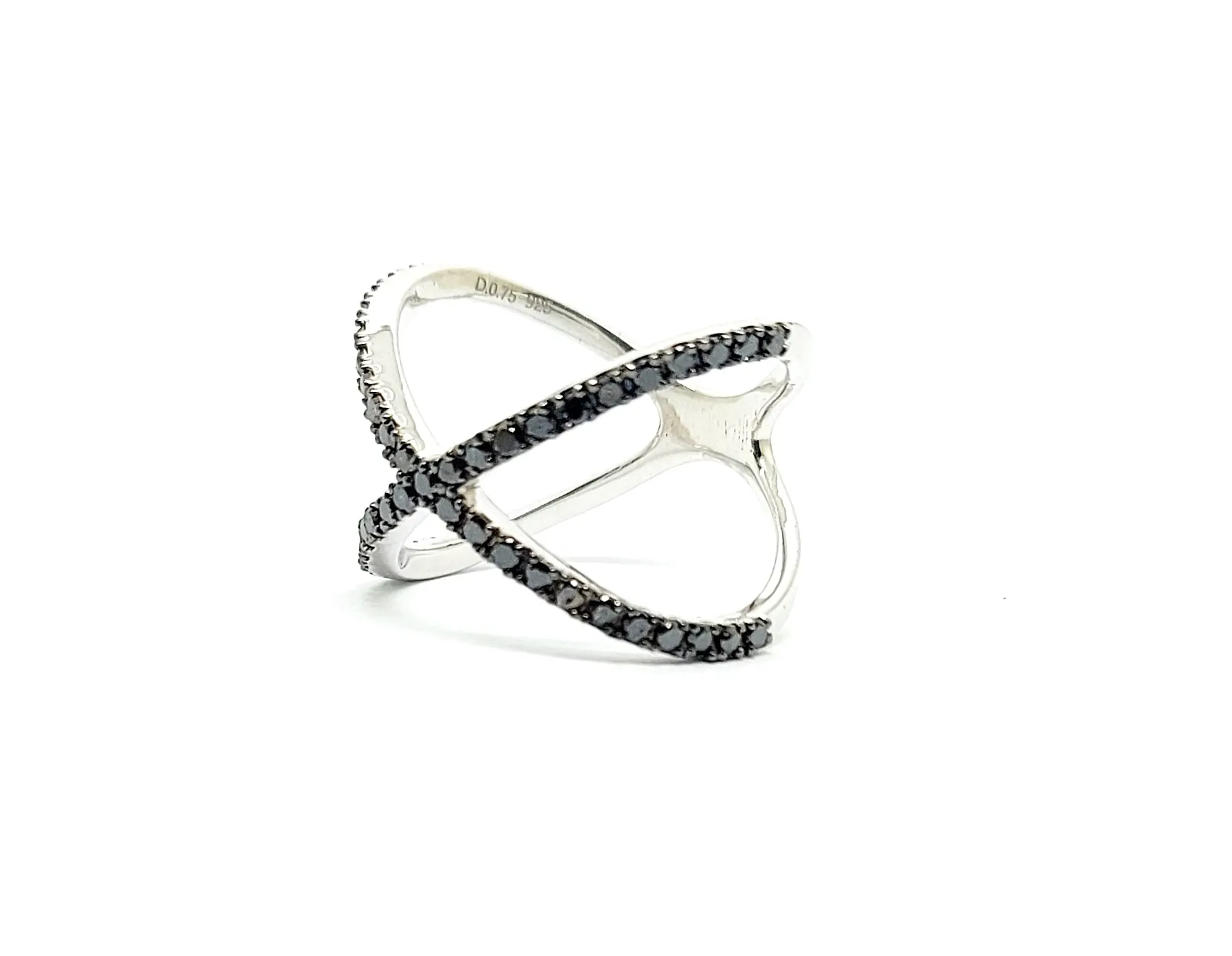 Pave Black Diamond Crossover Fashion Ring