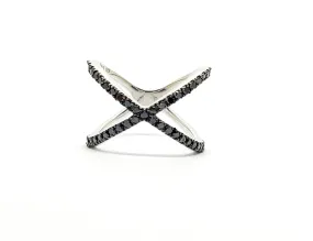 Pave Black Diamond Crossover Fashion Ring