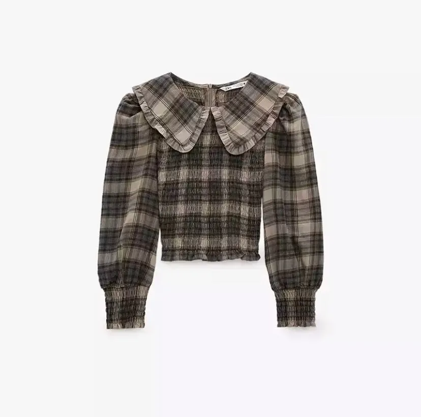 Plaid Collared Top