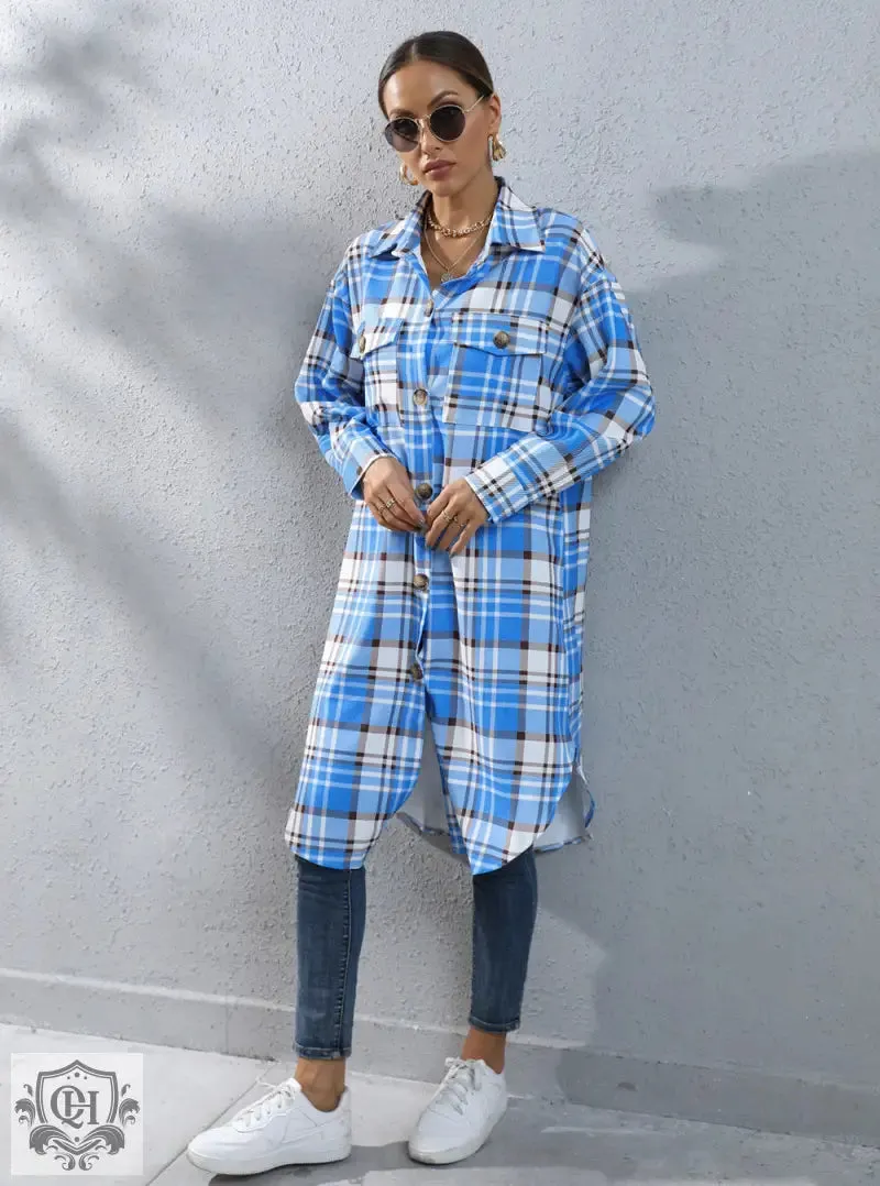 Plaid Long Trench Coat