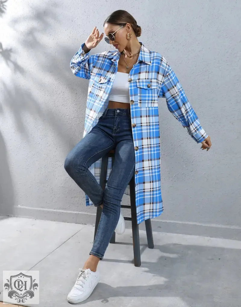 Plaid Long Trench Coat