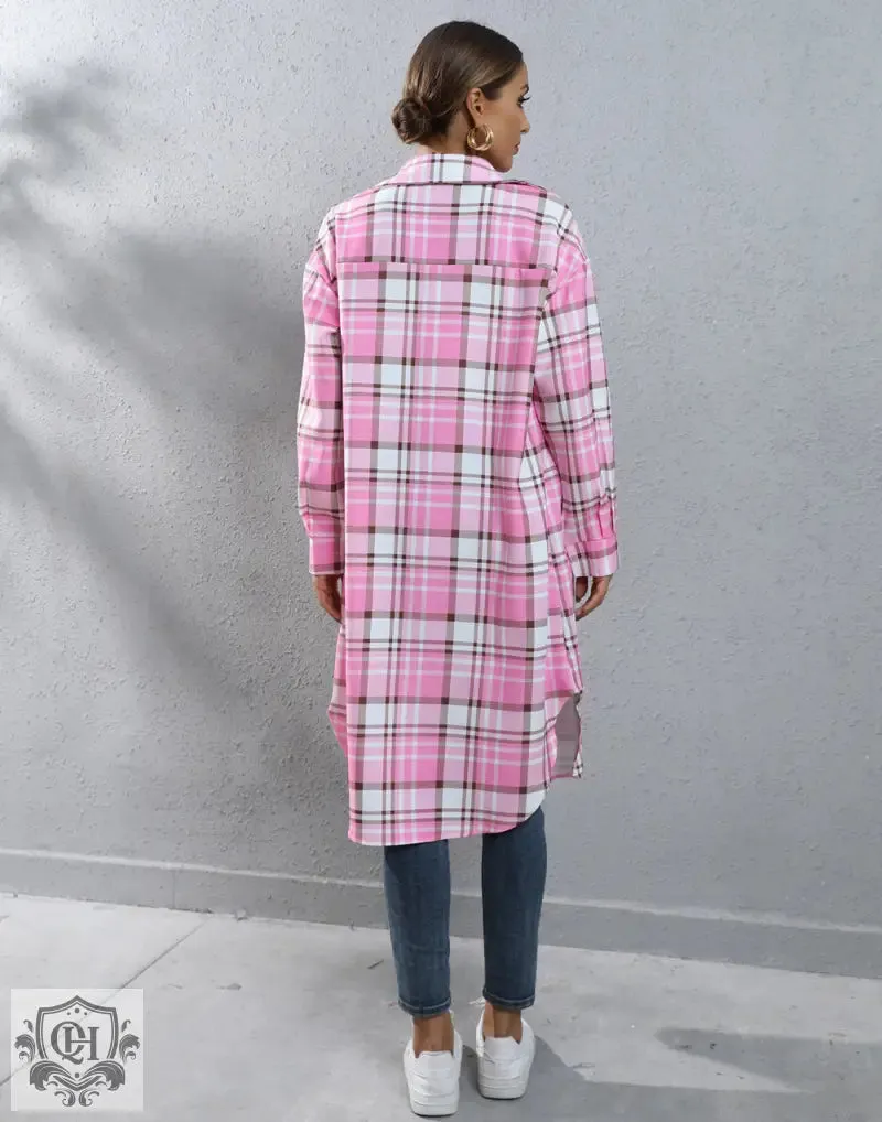 Plaid Long Trench Coat