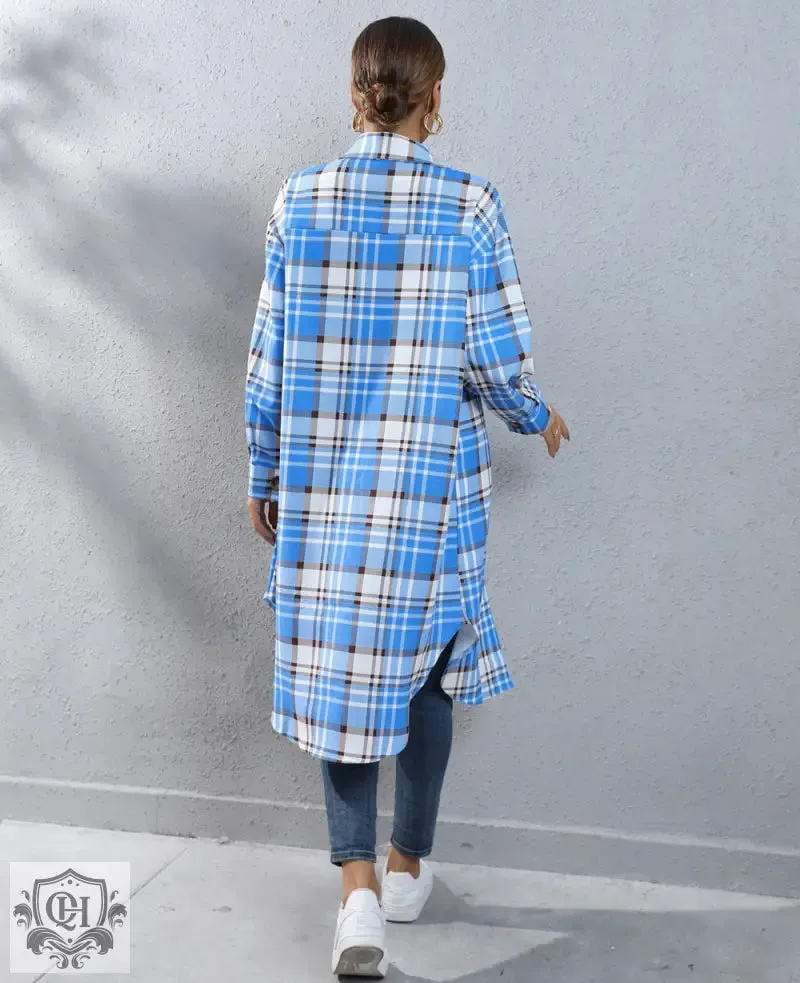 Plaid Long Trench Coat