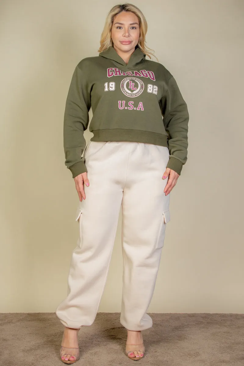 Plus Size Graphic Drop Shoulder Pull Over Hoodie