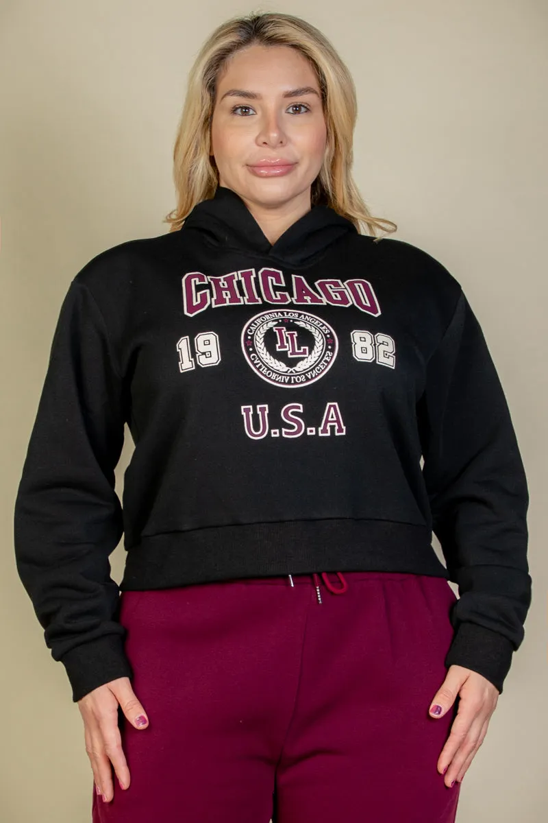 Plus Size Graphic Drop Shoulder Pull Over Hoodie
